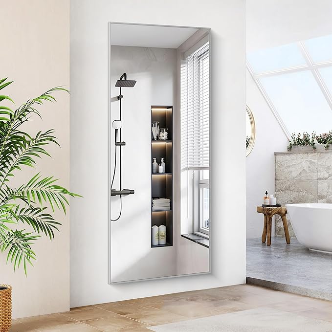 36x72inch Bathroom Mirror, Silver Rectangle Mirror with Thin Metal Frame, Large Rectangular Wall Mirrors for Bathroom, Living Roomm, Hair Salon, Big Farmehouse Mirror Hang Horizontal/Vertical-CasaMuseHome