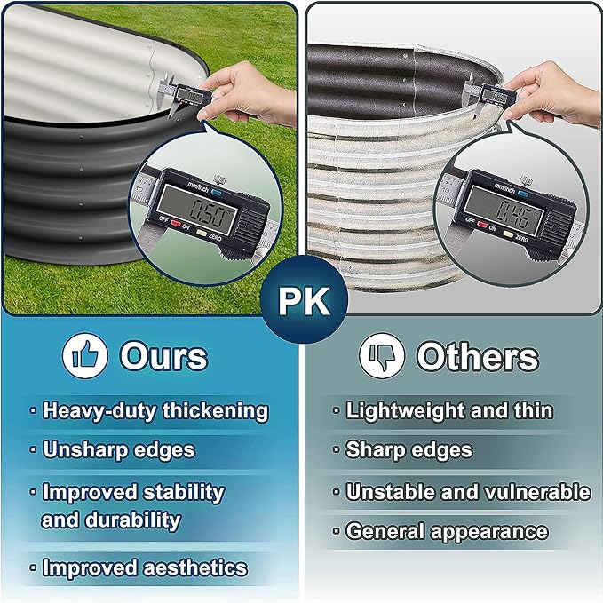 2 Pcs 4.5x2x1ft Oval Raised Garden Bed, Galvanized Raised Beds,Open-Ended Base Metal Raised Planter Beds,Garden Bed Outdoor,Planter Raised Boxes for Vegetables, Flowers,Tool-Free Asse,Gray-CasaMuseHome