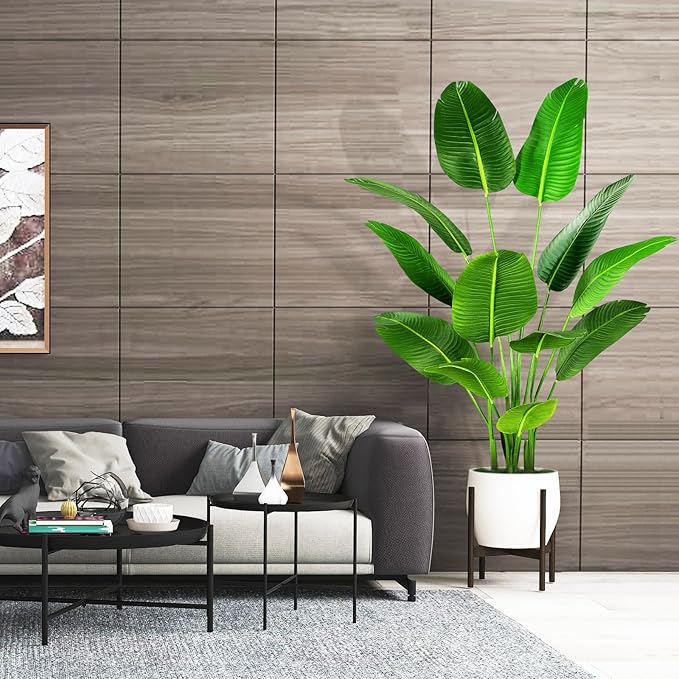 5.5ft Artificial Silk Bird of Paradise Palm Tree (65in) with 12 Trunks Faux Tree and Plastic Nursery Pot, Fake Plant for Office House Farmhouse Living Room Home Decor (Indoor/Outdoor)-CasaMuseHome