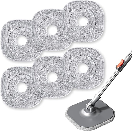 9 Inch Square Microfiber Mop Pad Refill Compatible with True & Tidy Mop System and Most 9 Inch Square Spin Mops - Thickened Washable & Reusable Mop Replacement Pad for Wet Dry Mopping(6 Pack)-CasaMuseHome