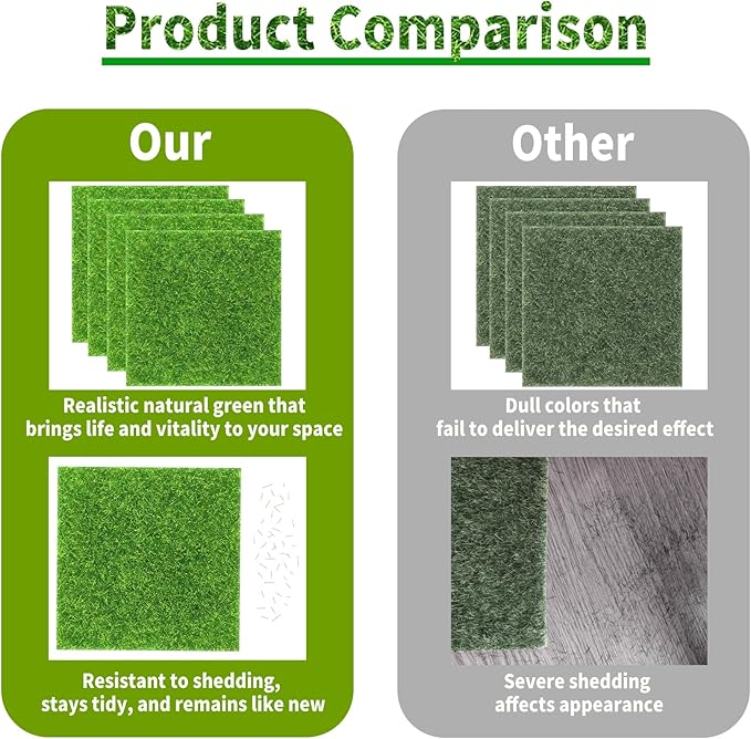 4 Packs 6 X 6 Inch Fake Grass Decor for Crafts, Artificial Grass for Dollhouse Miniature Ornament Projects, Model Turf Grass for DIY Fairy Garden Accessories and Decor Kit-CasaMuseHome