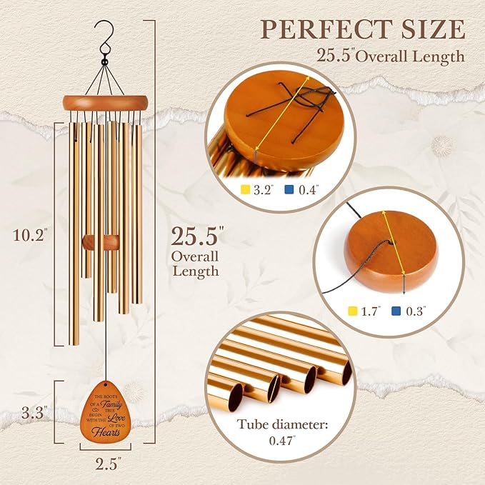 50th Wedding Anniversary Wind Chime, Happy 50th Anniversary Romantic Gifts for Couple, Parents, Wife, Husband, Friends, Golden Anniversarys Keepsake Gifts Ideas-CasaMuseHome