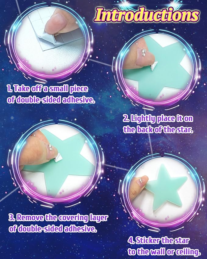 201 Pcs Glow in The Dark Stars Stickers for Ceiling, Toddler Stocking Stuffers Wall Room Decor Gifts, Luminous 3D Glowing Stars Easter Basket Stuffers for Kids Boys Girls-CasaMuseHome