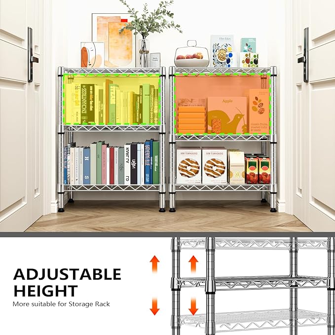 750 lbs 3 Tier Shelf Metal Storage Shelves Wire Rack Closet Organizers with PP Board for Garage Kitchen Bathroom Laundry Chrome 11.8" D x 21.7" W x 28.6" H-CasaMuseHome