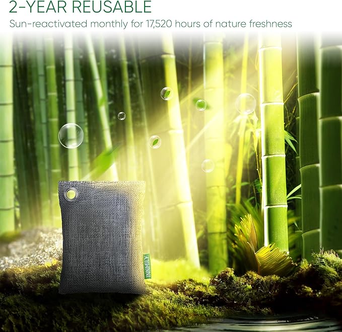 Activated Charcoal Odor Absorber, Odor Eliminator for Strong Odor,Bamboo Charcoal Air Purifying Bags for Home Car Closet Pet, Smoke Room Deodorizer (10 x 100g, Unscented)-CasaMuseHome