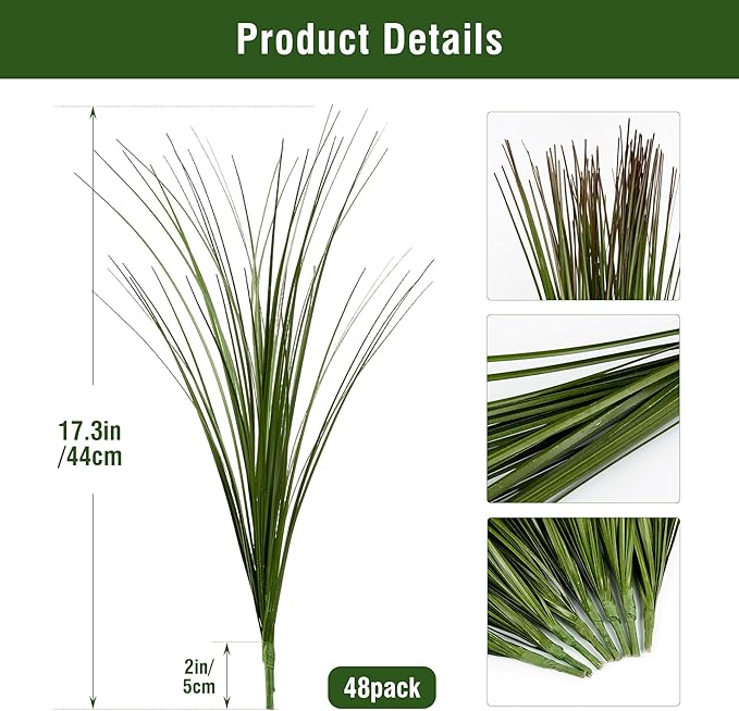 48PCS 17.3" Fake Plants Artificial Wheat Grass Greenery Plastic Plants Fake Grass Artificial Plants for Outdoor Decor Artificial Grass Plant with Greenery Stems for Indoor Home Decoration-CasaMuseHome