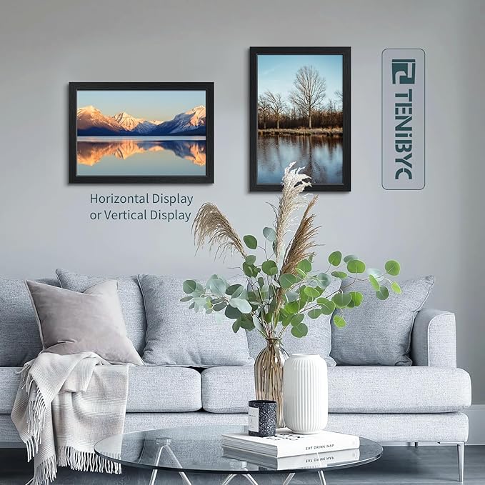 12x18 Poster Frame Set - 3 Pack, Textured Black Solid Wood with HD Tempered Glass, Wall Gallery Picture Photo Frame-CasaMuseHome