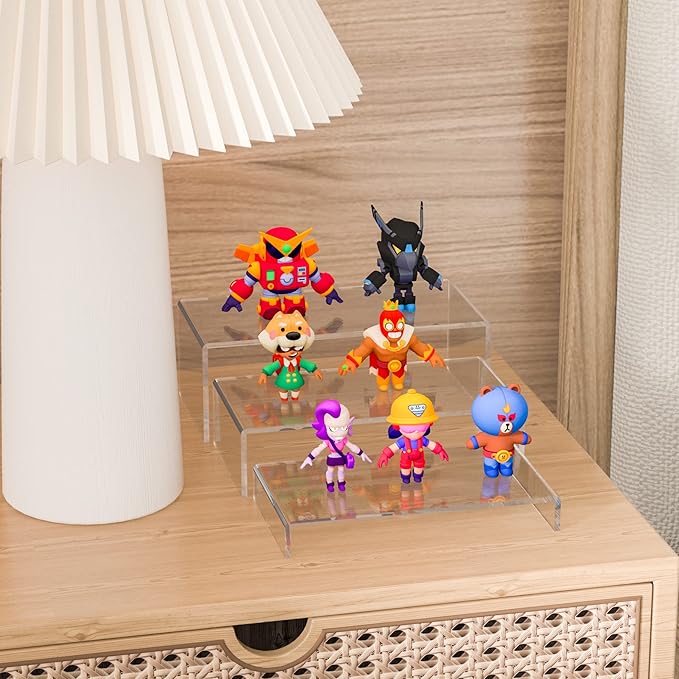 Acrylic Risers Display Stands 3pcs, Rectangular Dessert Table Display Set, Clear Display Shelf for Funko Pop, Collectibles, Retails, Shoes, Plants, Home Decors, Decoration - 7.5''x8''x8.5''-CasaMuseHome