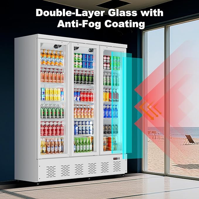 40.5 Cu.ft. Commercial Refrigerators 3 Glass Door Beverage Refrigerators Commercial Fridge Upright Cooler with Soft LED Light and 15 Adjustable Shelves for Restaurant Grocery Stores Home-CasaMuseHome