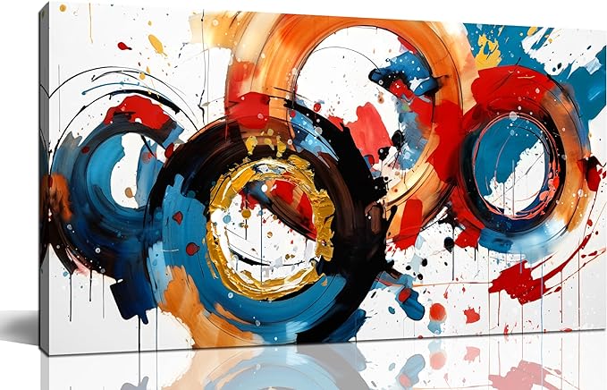 Abstract Wall Art Large Canvas Prints Modern Living Room Bedroom Home Office Wall Decor Framed Colorful Circle Abstract Picture Ready to Hang Size 20x40-CasaMuseHome