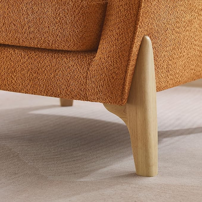 Accent Chair 31" Oversized Reading Chair Comfy Upholstered Boucle Lounge Armchair, Modern Living Room Chair with Back Pillow,Single Sofa Chair for Bedroom, Office (Curry)-CasaMuseHome