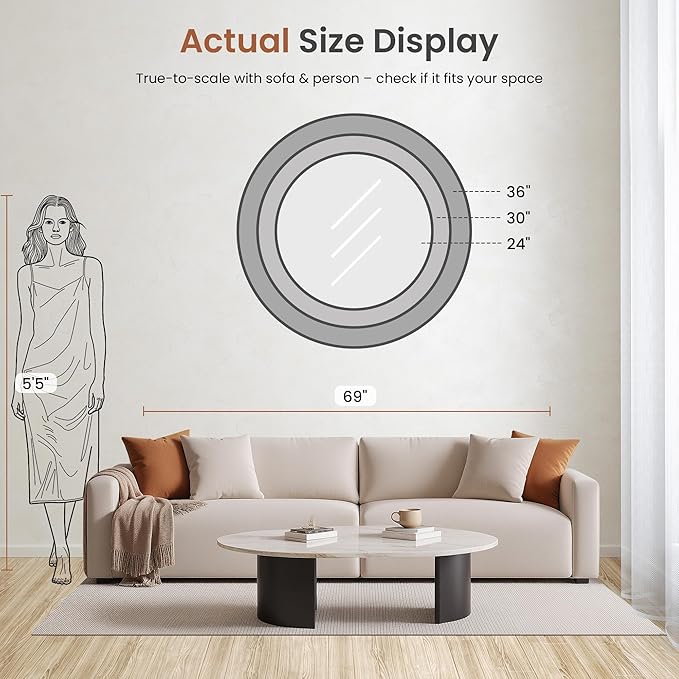 30" Round Window Mirror, Vintage Coastal Wall Mirror with Distressed Blue Wood Frame & Faux Windowpanes, Farmhouse Cottagecore Decor for Living Room, Entryway, or Dining Room-CasaMuseHome