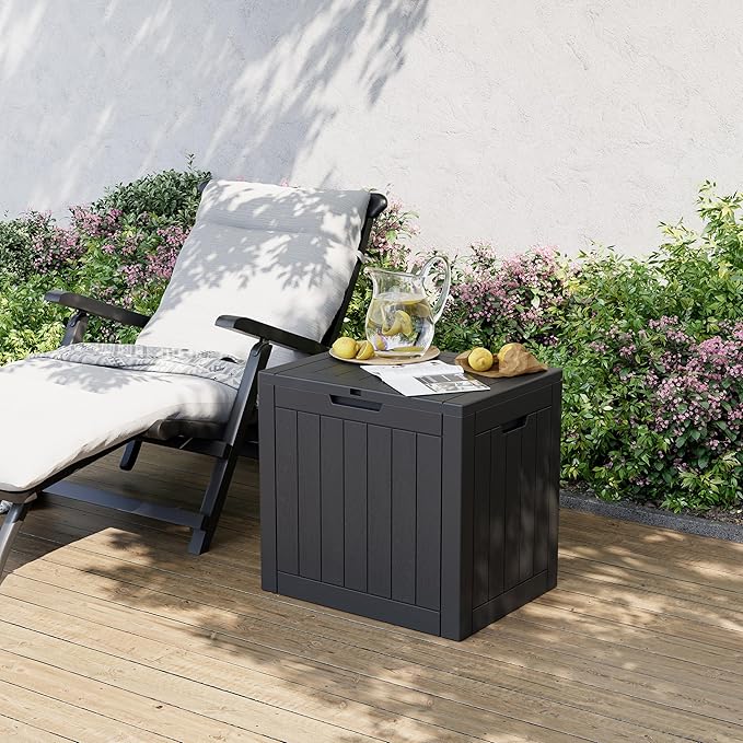 32 Gallon Deck Box Lockable Resin Indoor Outdoor Storage Box waterproof Outdoor Container for Patio Furniture, Pool Accessories, Cushions, Garden Tools, Sports Equipment-CasaMuseHome