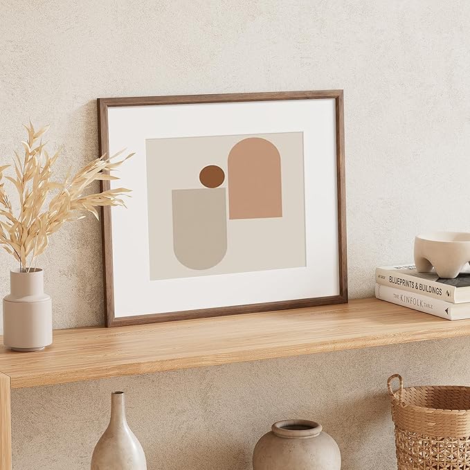 16x20 Picture Frame Set of 4 Natural Solid Walnut Photo Frames with 11x14 Removable Mat Wall Hanging Large Handcrafted Frame with HD Plexiglass Wall and Tabletop Display Large Poster Frame-CasaMuseHome