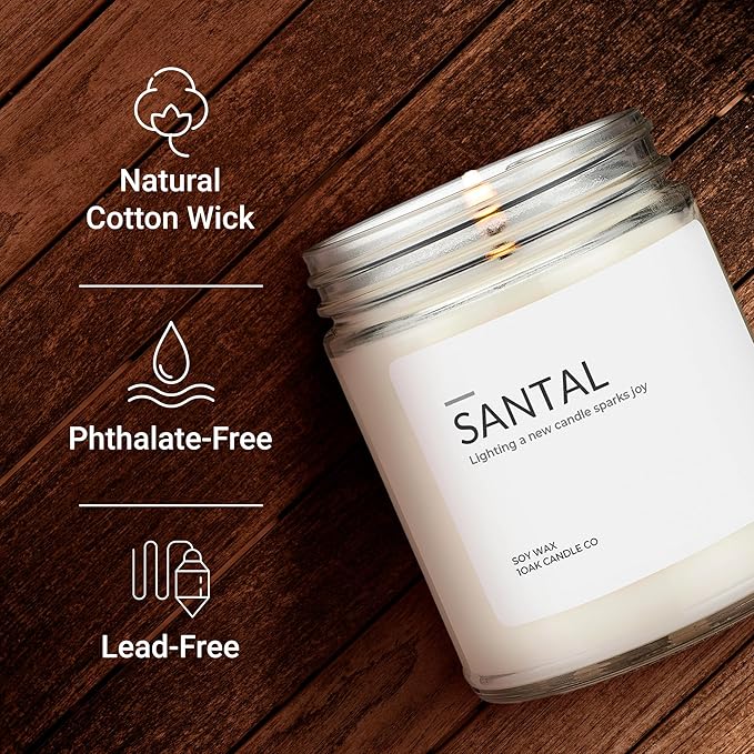1OAK Soy Santal Candle (Santal) - Soy Wax Scented Candle - Candles for Home Scented - Long Burning Candles Premium - Hand-Poured (7oz.)-CasaMuseHome