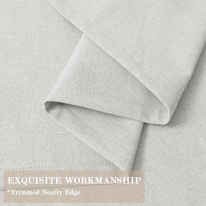 100" W x 96" L Faux Linen Room Divider Curtains, Full Blackout Pinch Pleated Drapes for Traverse Rod, Bedroom Divider Privacy Drapery with Hooks for Ceiling Track, 1 Panel, Greyish White-CasaMuseHome