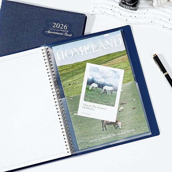 2026 Appointment Book/Planner - Weekly Appointment Book 2026, January - December 2026, 8.26"x 11.4", Daily/Hourly Planner with Tabs, 15 Minutes, Wirebound - Blue-CasaMuseHome