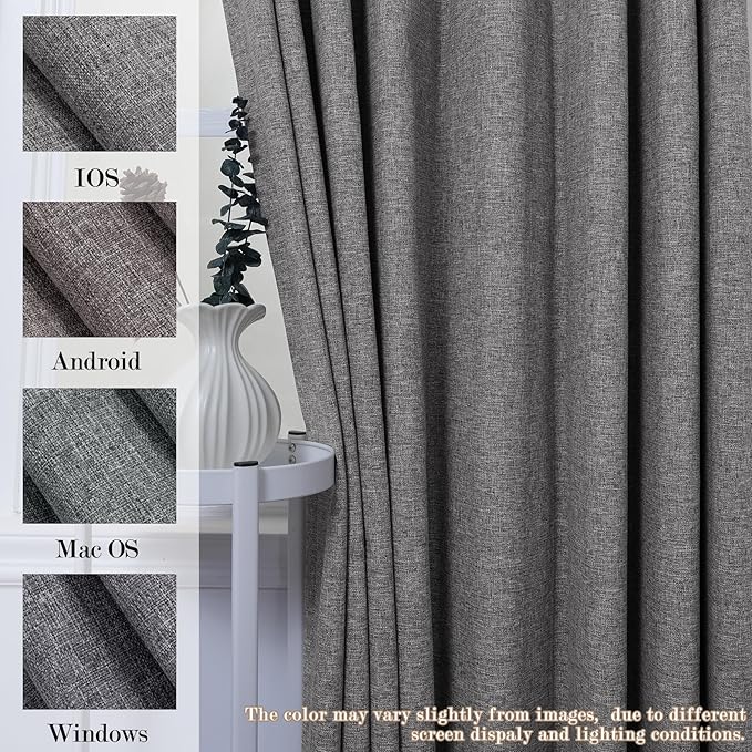 120" Wx102 L Linen Room Divider Drapes for Doorway/Glass Window/Sliding Door/Patio, Extra Wide Pinch Pleated Full Blackout Curtains for Girls Boys Teen Kids Room, 1 Panel, Gray-CasaMuseHome