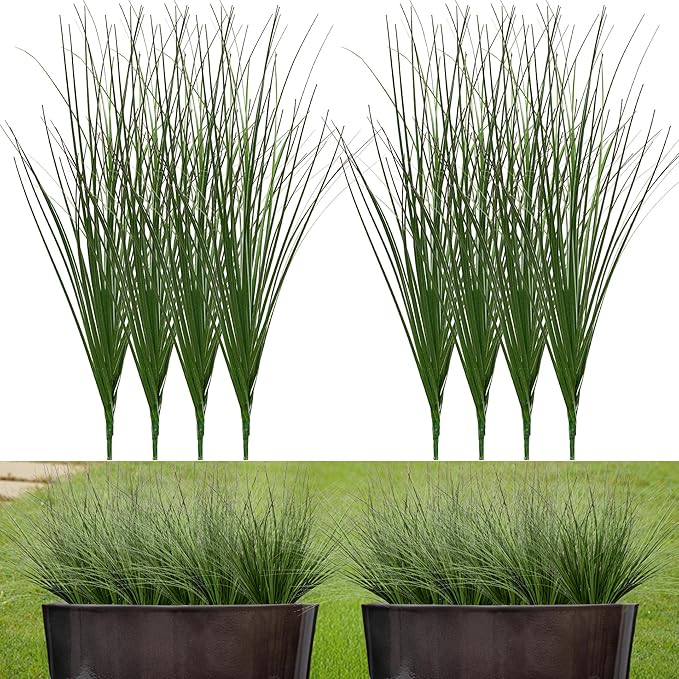 8PCS 17.3" Fake Plants Artificial Wheat Grass Greenery Plastic Plants Fake Grass Artificial Plants for Outdoor Decor Artificial Flower with Greenery Stems for Indoor Home Decoration-CasaMuseHome