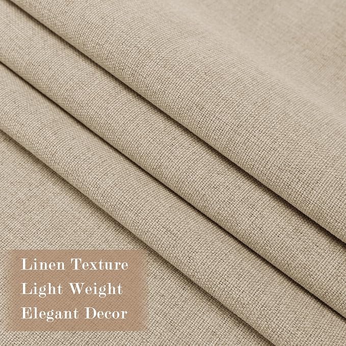 70" W x 108" L Faux Linen Room Divider Curtains, Full Blackout Pinch Pleated Drapes for Traverse Rod, Bedroom Divider Privacy Drapery with Hooks for Ceiling Track, 1 Panel, Sand Beige-CasaMuseHome