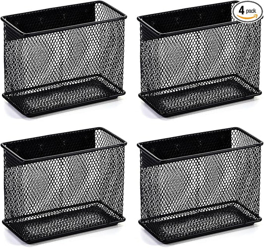 4.5' × 2.2'' × 3.5'' Magnetic Basket for Whiteboard Black Magnetic Basket for Fridge Magnetic Organizer Holder with 4 Strong Magnets Magnetic Holder for Refrigerator Locker,Set of 4-CasaMuseHome