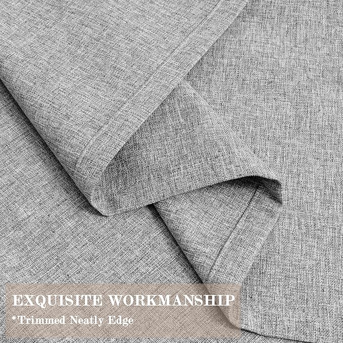 100" W x 84" L Faux Linen Room Divider Curtains, Full Blackout Pinch Pleated Drapes for Traverse Rod, Bedroom Divider Privacy Drapery with Hooks for Ceiling Track, 1 Panel, Light Grey-CasaMuseHome