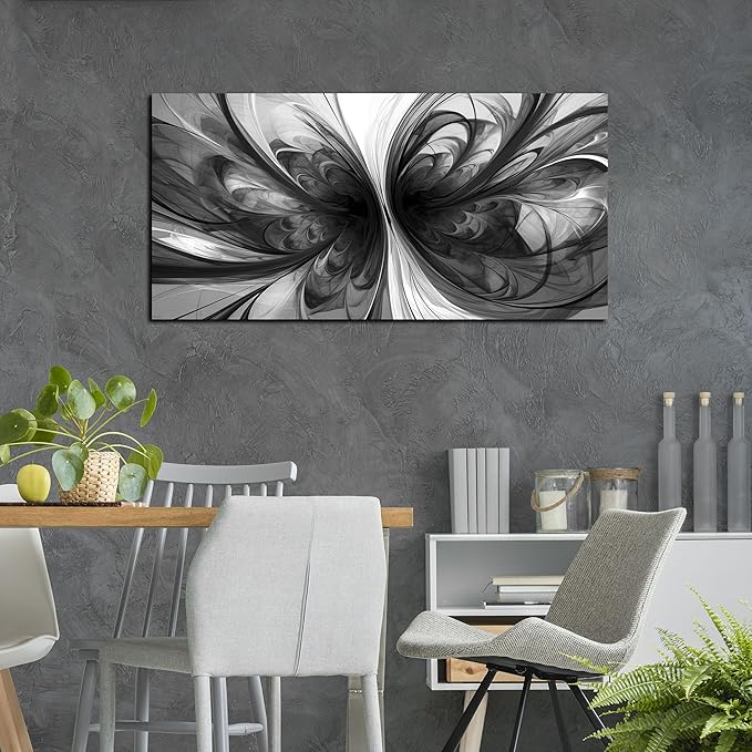 Abstract Wall Art for Living Room Black and White Pictures Wall Art Bedroom,Home Office Wall Decor 20 x 40 Inch-CasaMuseHome