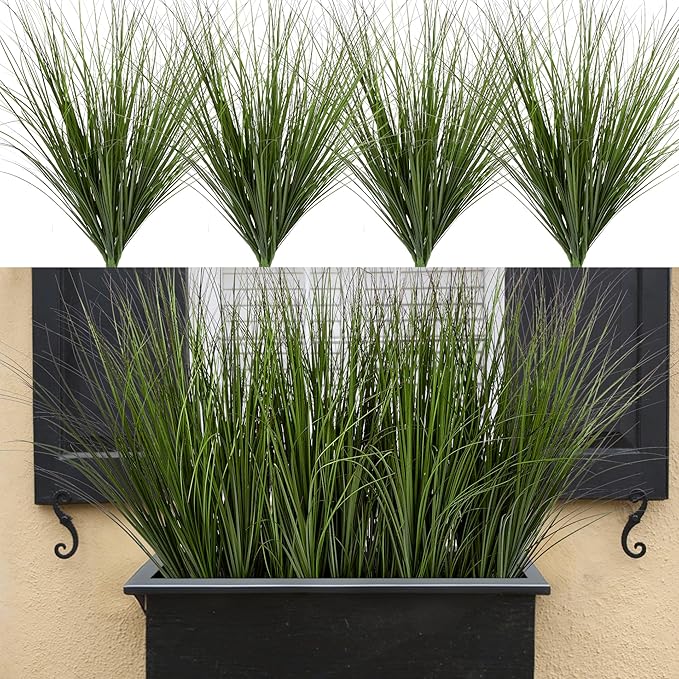 24PCS Fake Plants Artificial Wheat Grass Greenery Plastic Plants Fake Grass Artificial Plants for Outdoor Decor Artificial Grass Plant with Greenery Stems for Indoor Home Decoration 26.4"-CasaMuseHome