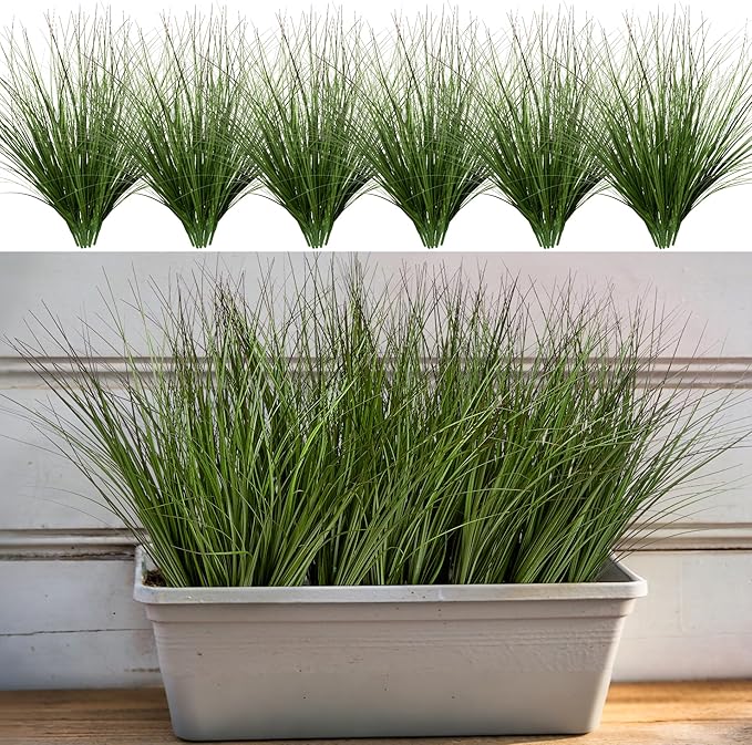 48PCS 17.3" Fake Plants Artificial Wheat Grass Greenery Plastic Plants Fake Grass Artificial Plants for Outdoor Decor Artificial Grass Plant with Greenery Stems for Indoor Home Decoration-CasaMuseHome