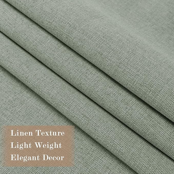 70" W x 108" L Faux Linen Room Divider Curtains, Full Blackout Pinch Pleated Drapes for Traverse Rod, Bedroom Divider Privacy Drapery with Hooks for Ceiling Track, 1 Panel, Fog Green-CasaMuseHome