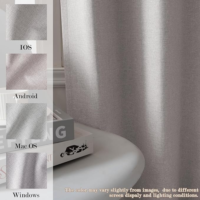 100% Blackout Linen Textured Drapes for Bedroom Pinch Pleated Curtains for Track System Portable Drapery for Sliding Glass Door/Storage/Space Room Divider, 70" Wx102 L, 1 PC, Browish Grey-CasaMuseHome