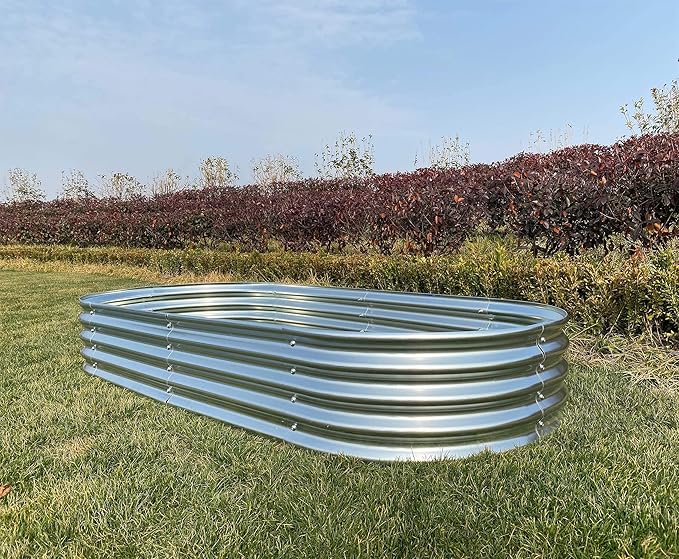 9' x 3' Metal Oval Raised Garden Bed Planter (2 PK)-CasaMuseHome
