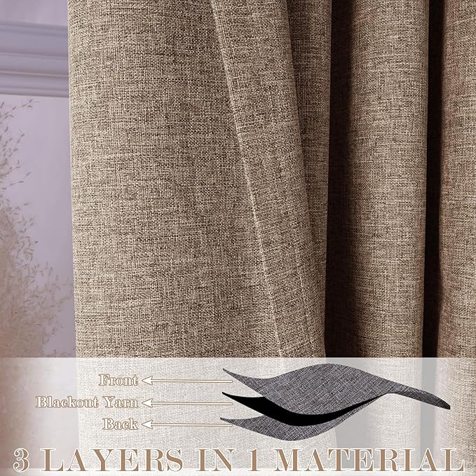 120" Wx108 L Linen Room Divider Drapes for Doorway/Glass Window/Sliding Door/Patio, Extra Wide Pinch Pleated Full Blackout Curtains for Girls Boys Teen Kids Room, 1 Panel, Taupe-CasaMuseHome