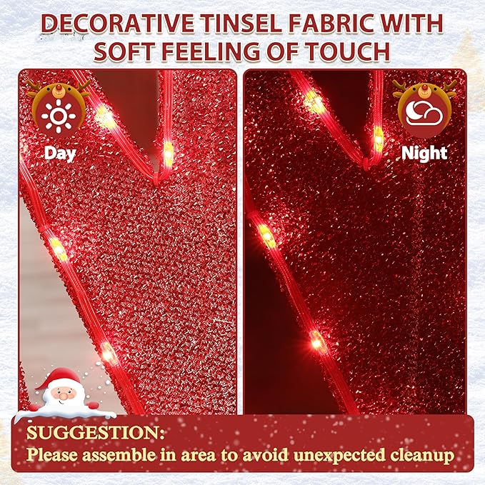 6FT Merry Christmas Sign for Decoration, 2-in-1 Pre-Lit Holiday Greeting Sign Decor with 456 LED Lights, Freestanding or Hanging Glittered Holiday Display for Outdoor, Indoor-CasaMuseHome