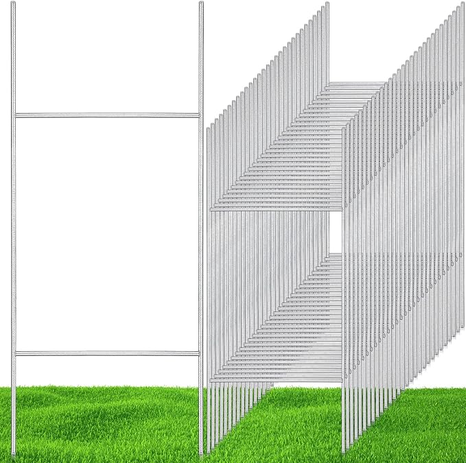 200 Pcs H Stakes for Yard Signs 30'' x 10'' Metal Heavy Duty H Frame Wire Stakes Weatherproof Metal Holder for 4mm 5mm Corrugated Signs Advertising Board Guidepost Yard Halloween Decor-CasaMuseHome