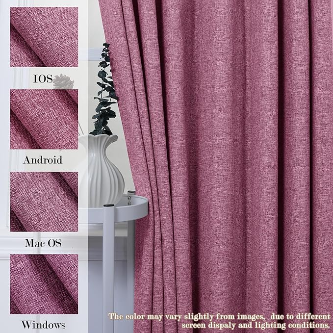 100% Blackout Linen Textured Drapes for Bedroom Pinch Pleated Curtains for Track System Portable Drapery for Sliding Glass Door/Storage/Space Room Divider, 70" Wx102 L, 1 PC, Lilac-CasaMuseHome