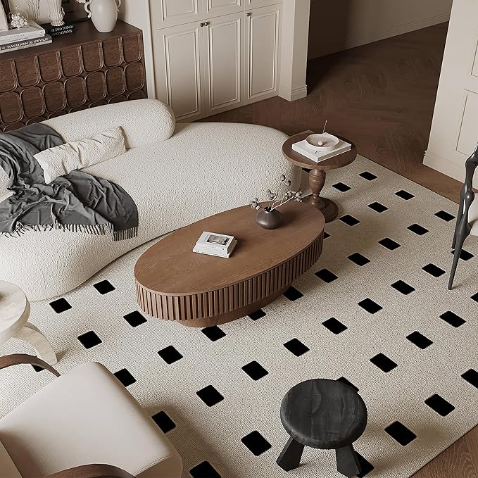 47.2''Oval Coffee Table with Storage, Mid Century Modern Fluted Drum Center Tables with Lid, Solid Wood Side Pedestal Coffee Table Tea Table for Living Room, Bedroom, Apartment-Walnut-CasaMuseHome