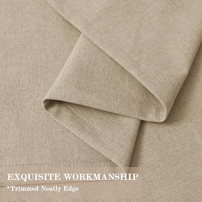 100% Blackout Linen Textured Drapes for Bedroom Pinch Pleated Curtains for Track System Portable Drapery for Sliding Glass Door/Storage/Space Room Divider, 70" Wx84 L, 1 PC, Sand Beige-CasaMuseHome