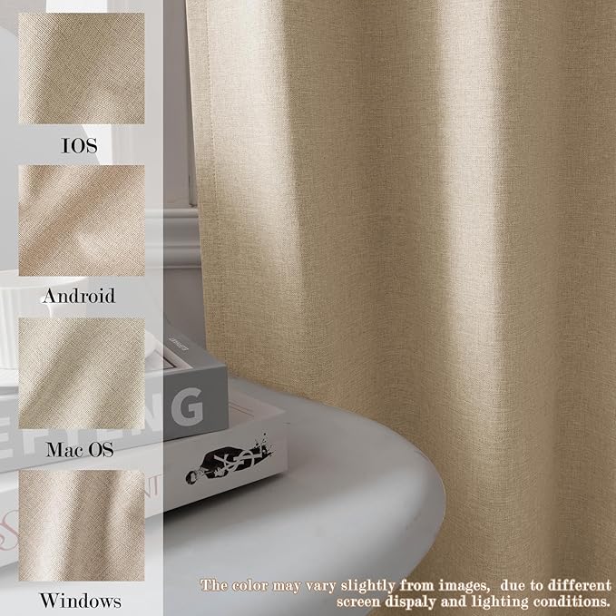 100% Blackout Linen Textured Drapes for Bedroom Pinch Pleated Curtains for Track System Portable Drapery for Sliding Glass Door/Storage/Space Room Divider, 70" Wx96 L, 1 PC, Sand Beige-CasaMuseHome