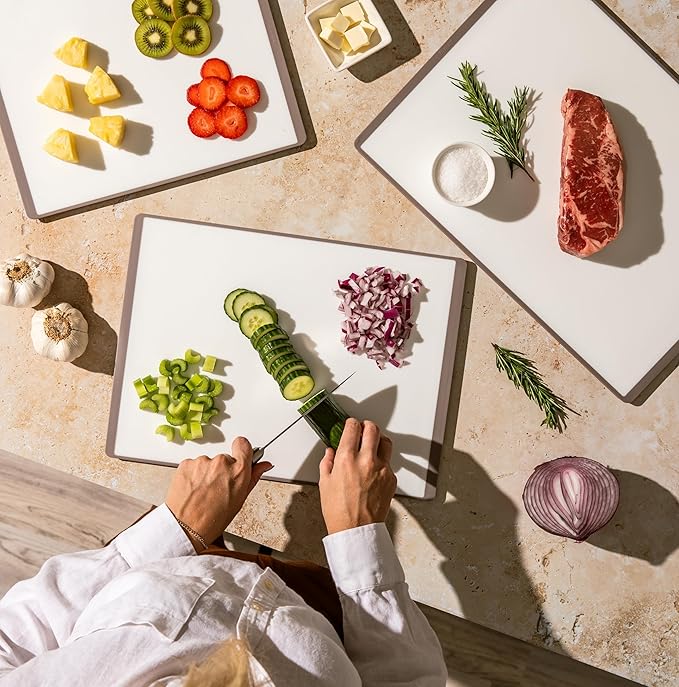 SMIRLY Plastic Cutting Board Set, Dishwasher Safe Plastic Cutting Boards Set for Kitchen, Cutting Boards for Kitchen - Plastic Chopping Board Set-CasaMuseHome