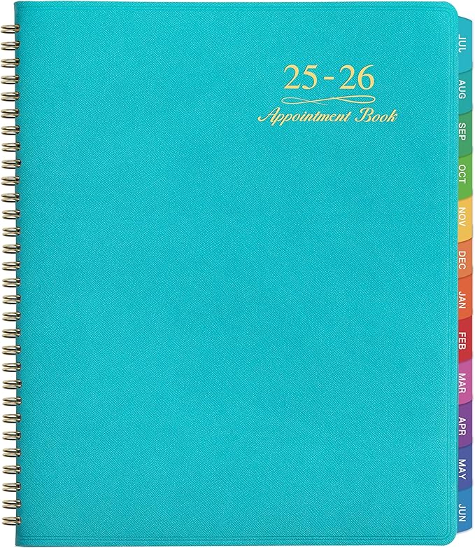 2025-2026 Weekly Appointment Book - Appointment Book 2025-2026 with Soft Cover, Jul 2025 - Jun 2026, 8.26"x 11.4", Daily/Hourly Planner with Tabs, 15 Minutes, Wirebound - Green-CasaMuseHome