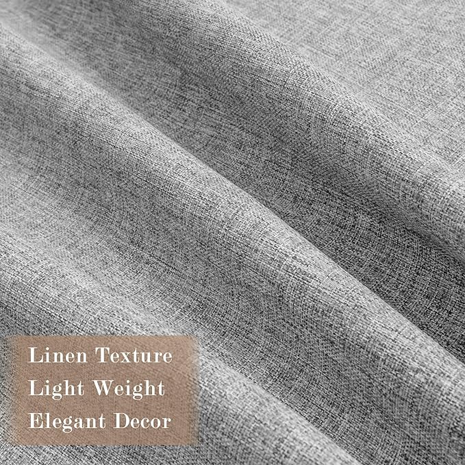 100" W x 96" L Faux Linen Room Divider Curtains, Full Blackout Pinch Pleated Drapes for Traverse Rod, Bedroom Divider Privacy Drapery with Hooks for Ceiling Track, 1 Panel, Light Grey-CasaMuseHome