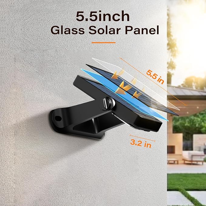 200LM Solar Wall Lights Outdoor 6 Colors, 2200mAh Long Lasting Solar Powered Deck Lights, 360° Adjustable Porch Light IP65 Waterproof, Glass Panel Fence Light for Gutter, Step, 2 Pack-CasaMuseHome