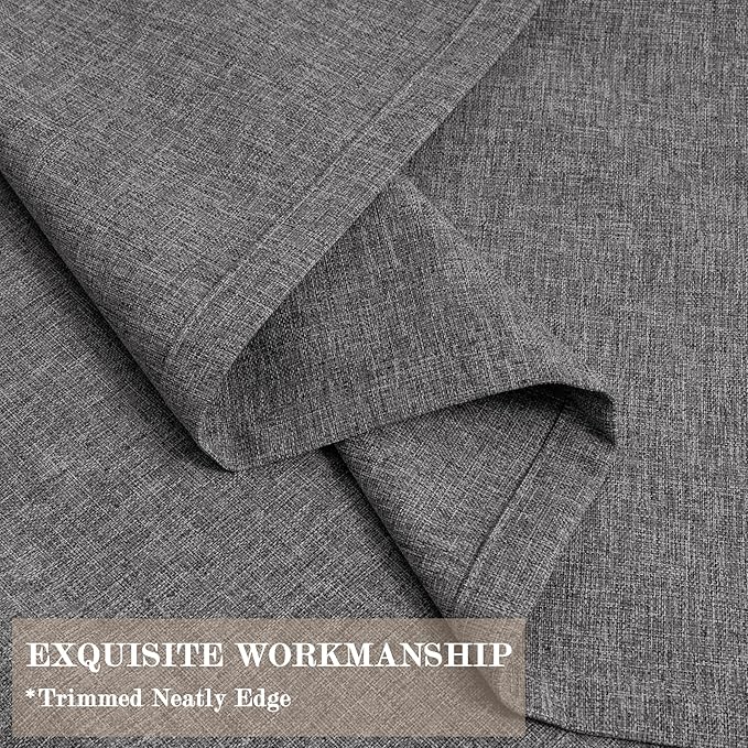 100% Blackout Linen Textured Drapes for Bedroom Pinch Pleated Curtains for Track System Portable Drapery for Sliding Glass Door/Storage/Space Room Divider, 70" Wx96 L, 1 PC, Natural Grey-CasaMuseHome