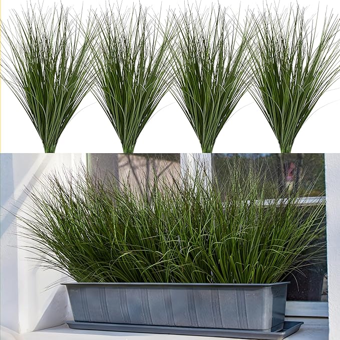 32PCS 17.3" Fake Plants Artificial Wheat Grass Greenery Plastic Plants Fake Grass Artificial Plants for Outdoor Decor Artificial Grass Plant with Greenery Stems for Indoor Home Decoration-CasaMuseHome
