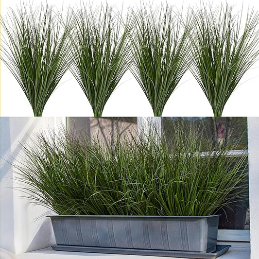 32PCS 17.3" Fake Plants Artificial Wheat Grass Greenery Plastic Plants Fake Grass Artificial Plants for Outdoor Decor Artificial Grass Plant with Greenery Stems for Indoor Home Decoration-CasaMuseHome