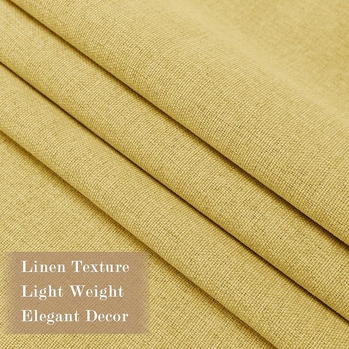 100" W x 96" L Faux Linen Room Divider Curtains, Full Blackout Pinch Pleated Drapes for Traverse Rod, Bedroom Divider Privacy Drapery with Hooks for Ceiling Track, 1 Panel, Yellow-CasaMuseHome