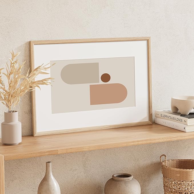 16x24 Poster Frame Natural Solid Oak Photo Frames with 12x18 Removable Mat Wall Hanging Large Handcrafted Frame with HD Plexiglass Wall and Tabletop Display Large Picture Frame-CasaMuseHome