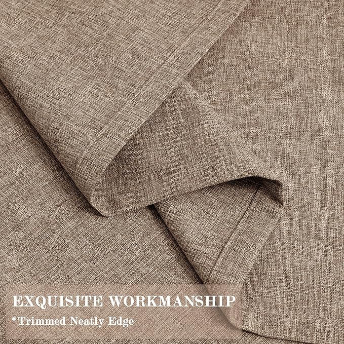 70" W x 108" L Faux Linen Room Divider Curtains, Full Blackout Pinch Pleated Drapes for Traverse Rod, Bedroom Divider Privacy Drapery with Hooks for Ceiling Track, 1 Panel, Taupe-CasaMuseHome