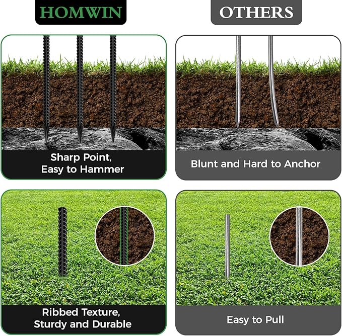 24 inches Straight Rebar Stakes 18-Pack Ground Stake Heavy Duty Metal Steel Spikes for Gardening, Concrete Forming and Camping Tent-CasaMuseHome